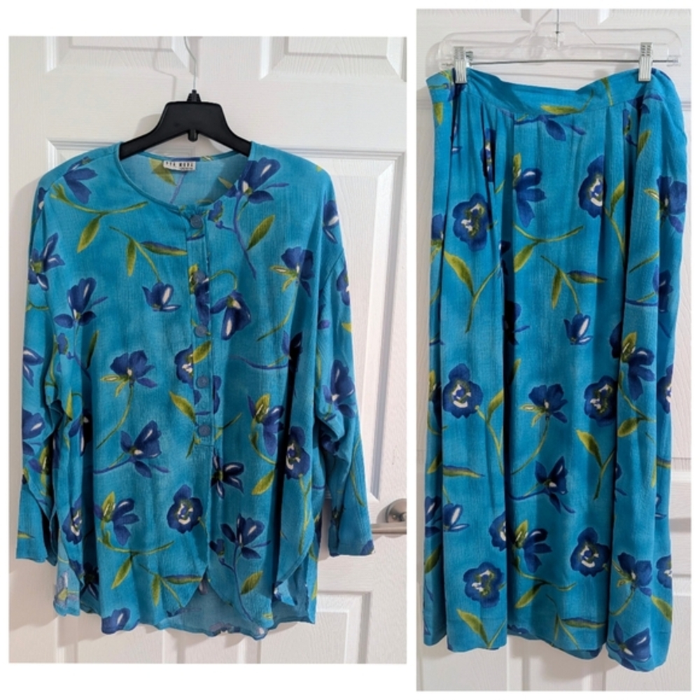 Vtg 90s VIA MODA Floral 2-Piece Set Sz 18 Authentic Grandmacore chic Cottagecore